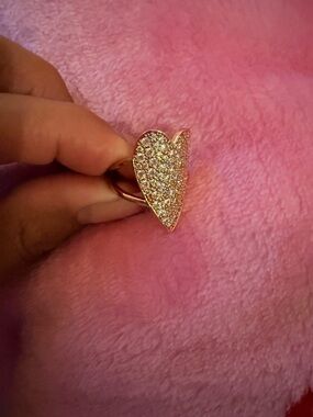 Sparkling Rose Gold Heart Ring - Women Jewelry